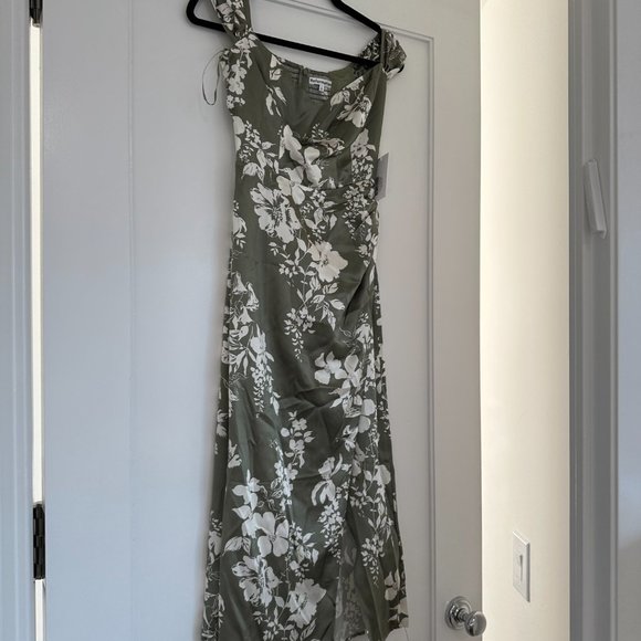 NWT Reformation Genesis Off-shoulder Silk Midi Dress Sz 2 Willow Floral Wrap - Picture 5 of 9